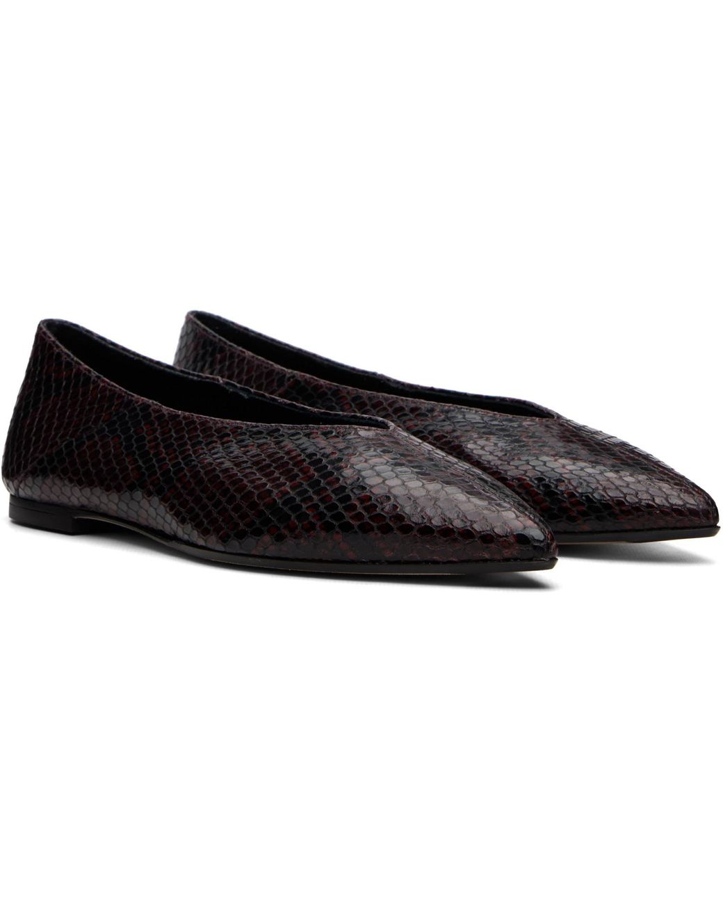 Aeyde Black Burgundy Moa Pointed-Toe Ballerina Flats