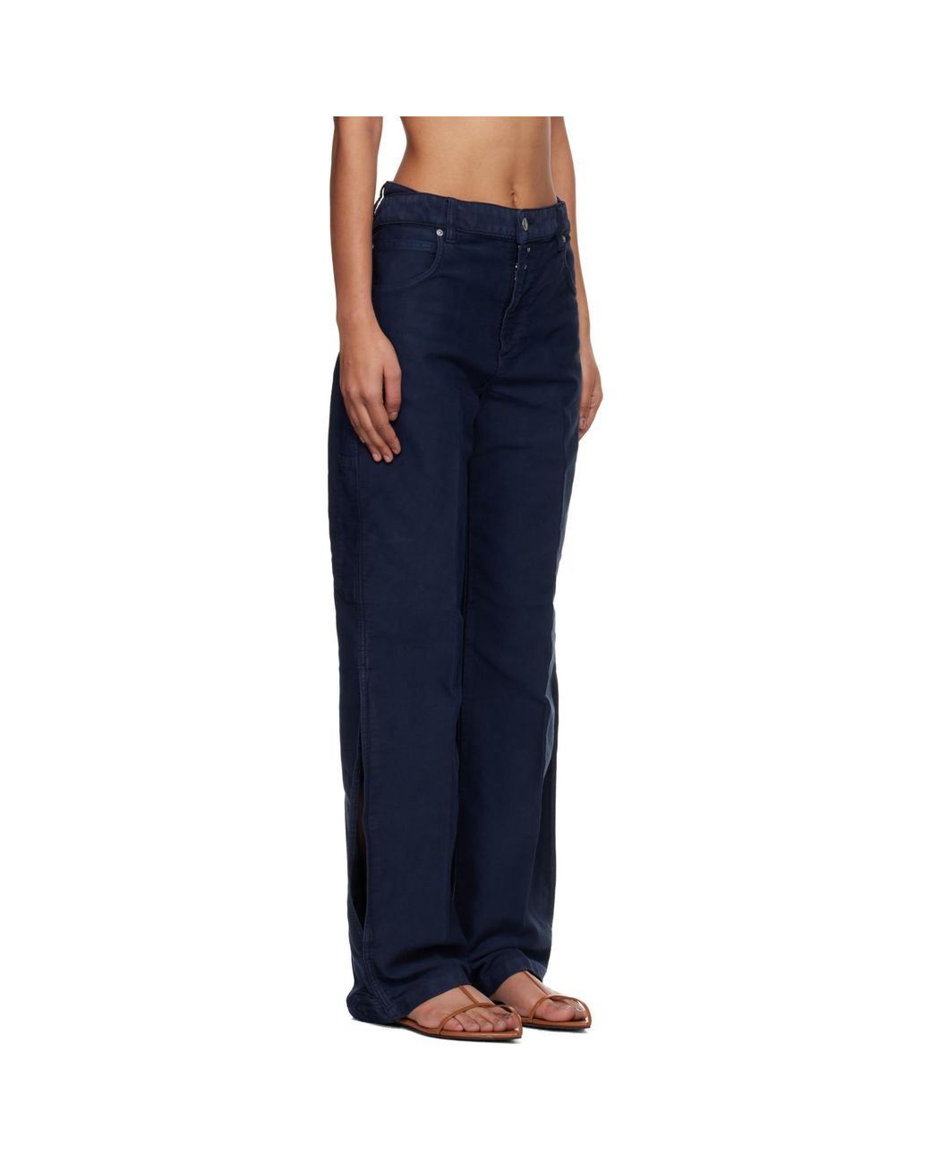 Victoria Beckham Blue Split Utility Trousers