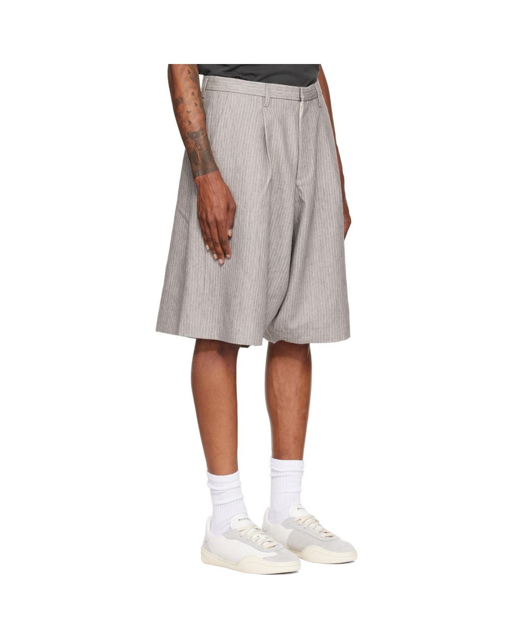 R13 Gray Jumbo Tailored Shorts for men