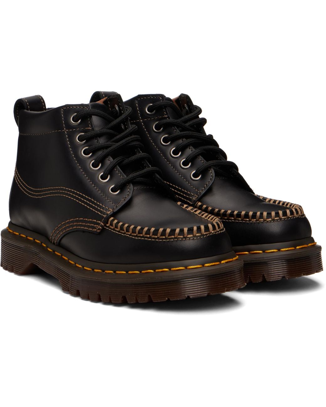 Dr. Martens Black Lowell Chukka Moc Toe Leather Ankle Boots