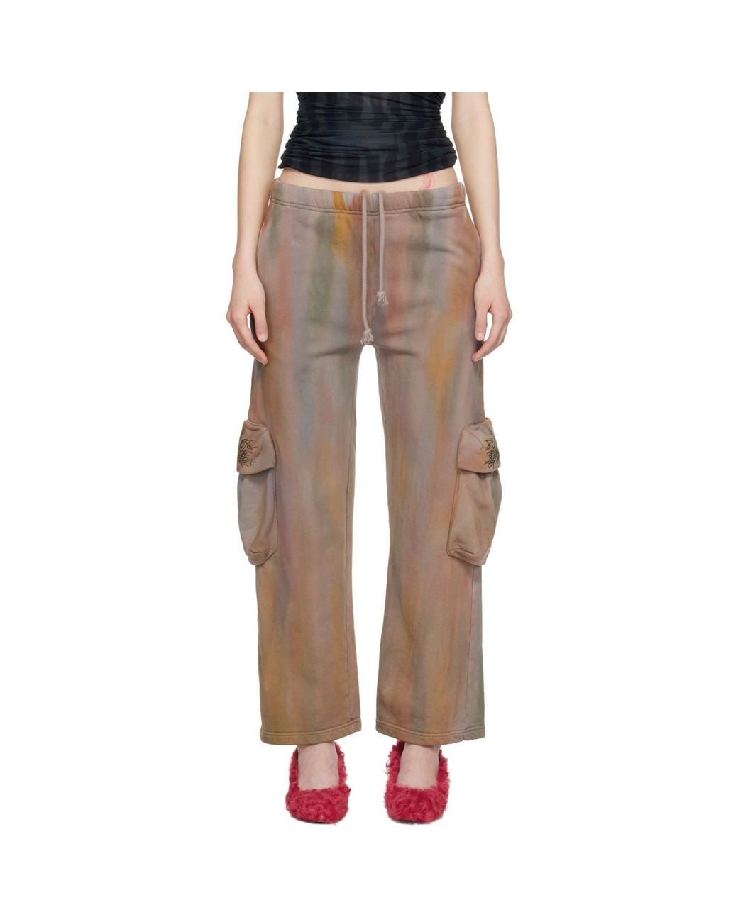 Collina Strada Black Hand-Dyed Cargo Sweatpants