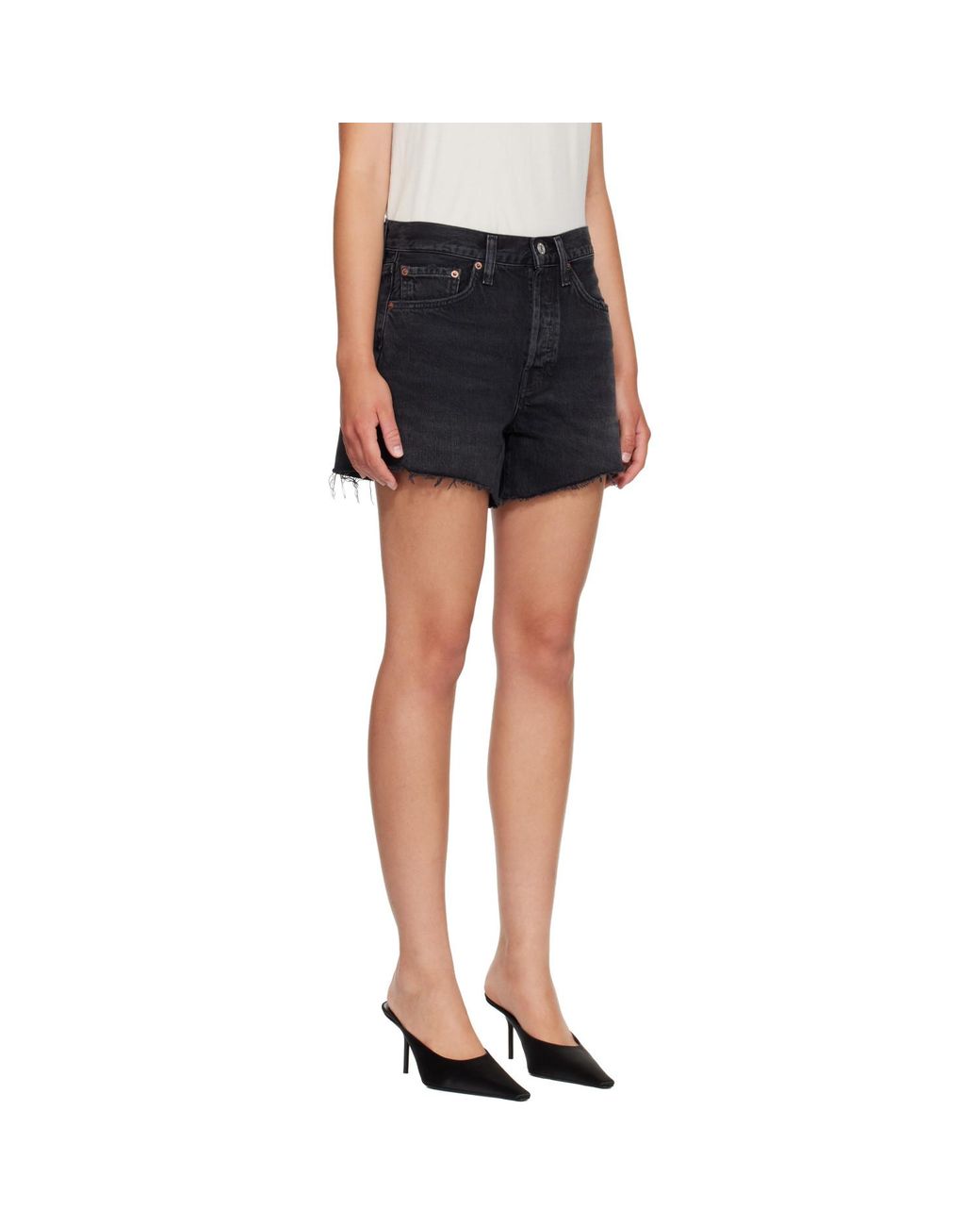 Agolde Blue Parker Long Denim Shorts