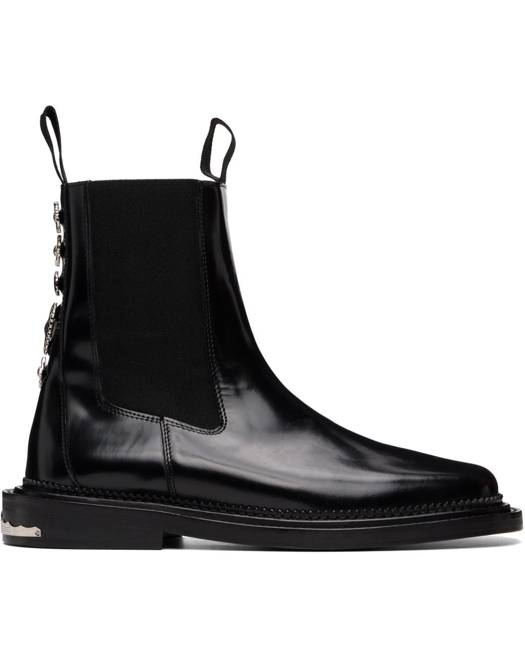 Toga Virilis Black Leather Chelsea Boots for men
