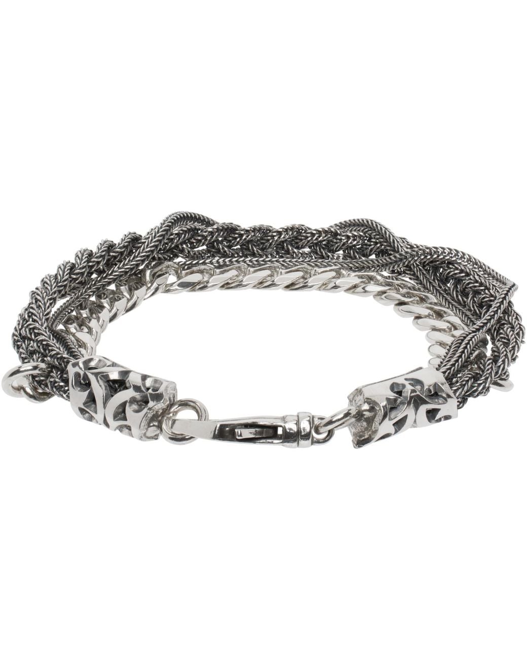 Emanuele Bicocchi Metallic Chain & Braided Bracelet for men