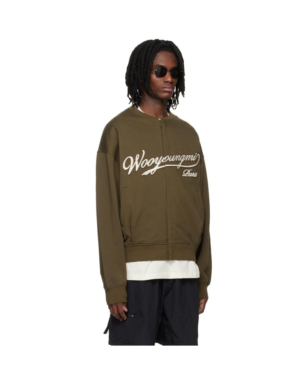 Wooyoungmi Black Khaki Cardigan Sweatshirt for men
