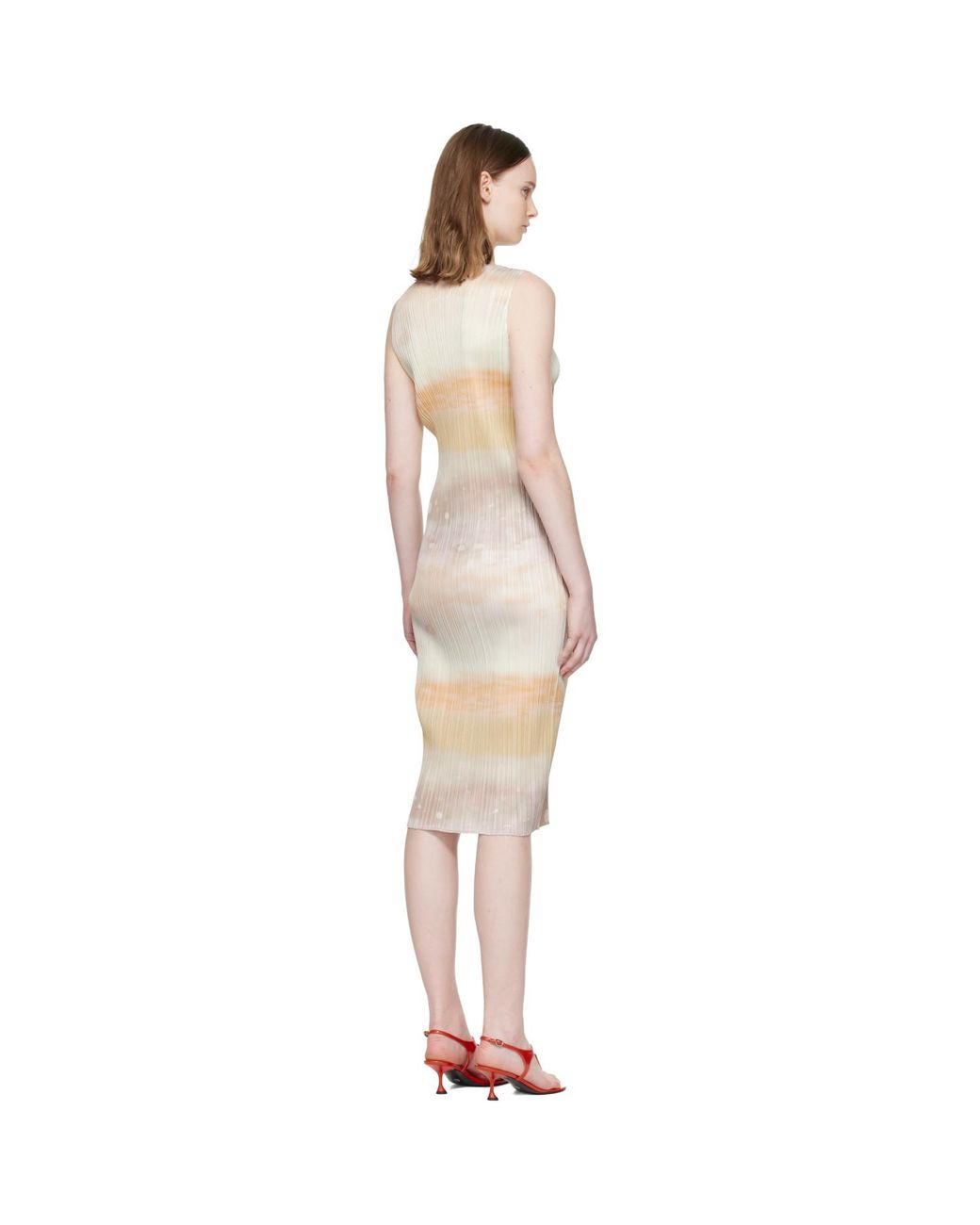 Pleats Please Issey Miyake Natural Sea Bubble Midi Dress