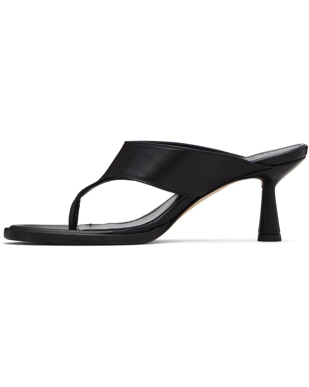 Aeyde Black Olenna Thong Heeled Sandals