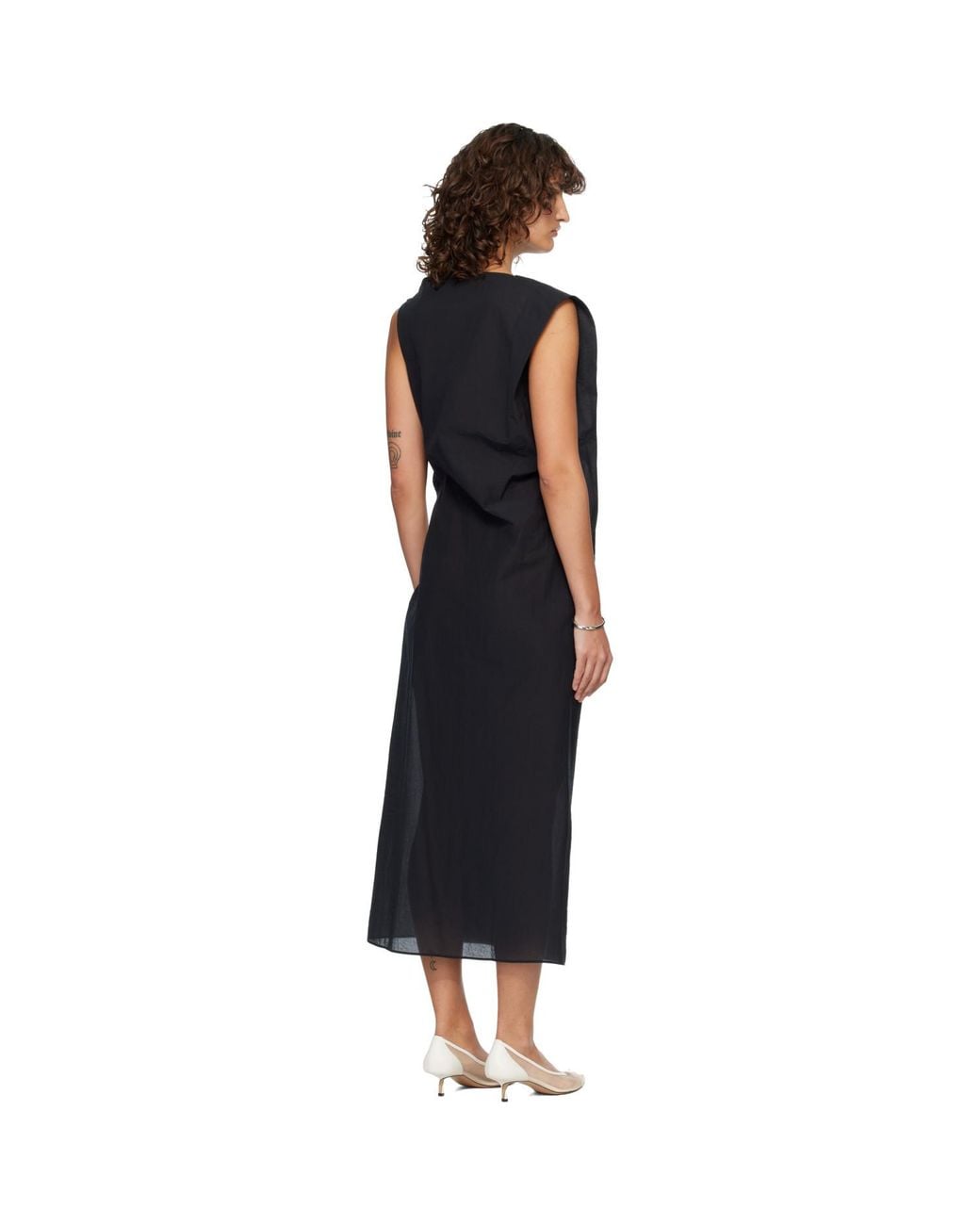 Jacquemus Black 'The Drap' Midi Dress
