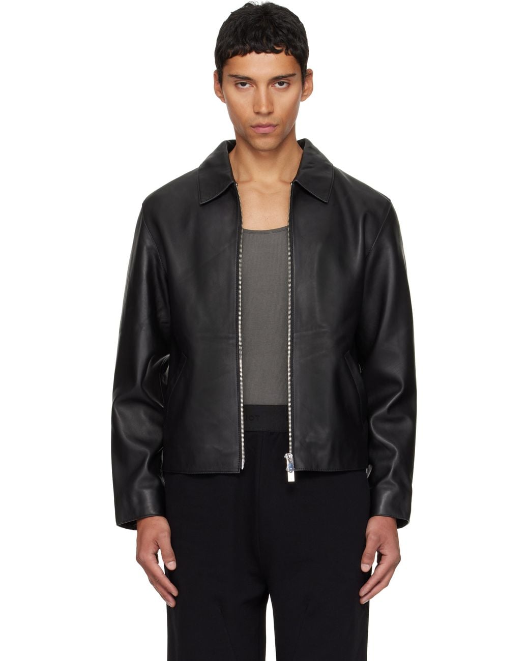 HELIOT EMIL Radiant Leather Jacket in Black for Men | Lyst