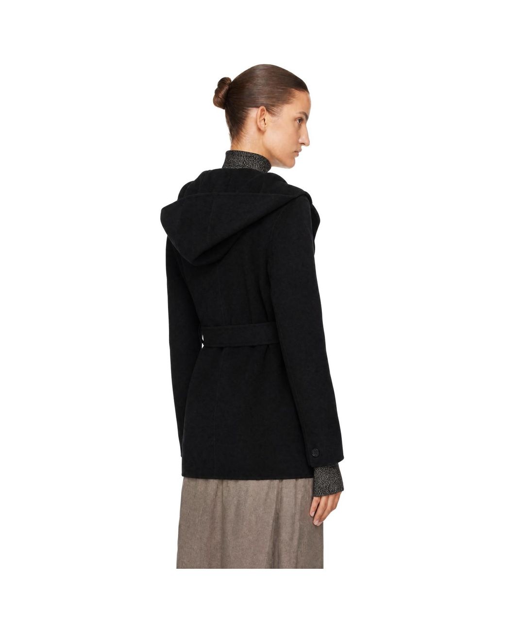 Mackage Black Paya-Z Wool Wrap Sash Belt Coat