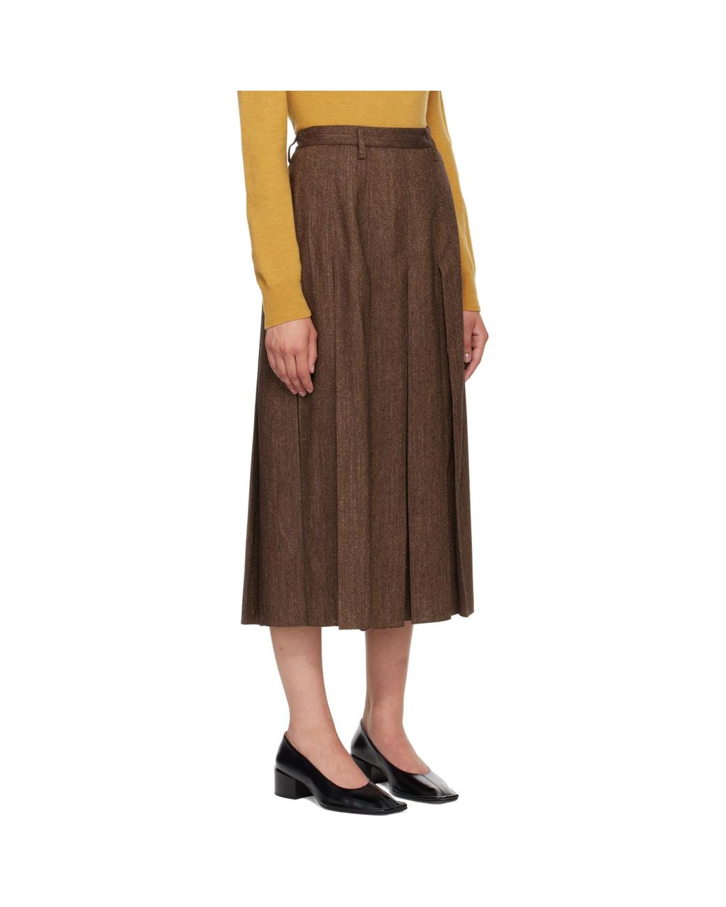 MM6 by Maison Margiela Brown Mottled Wool Midi Skirt