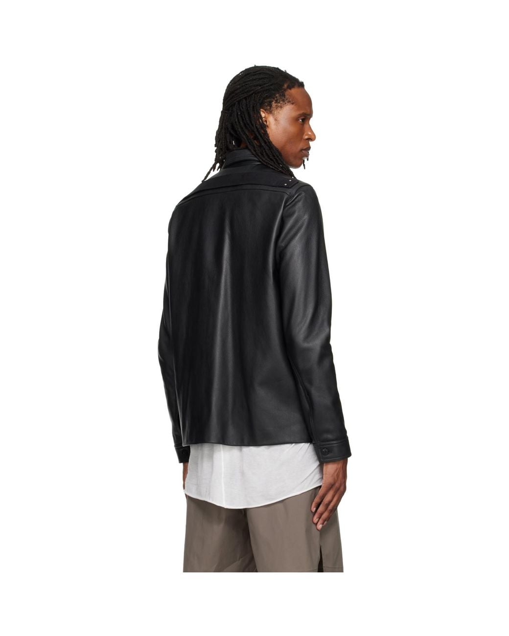 Rick Owens Black Buttoned Brad Leather Jacket for men