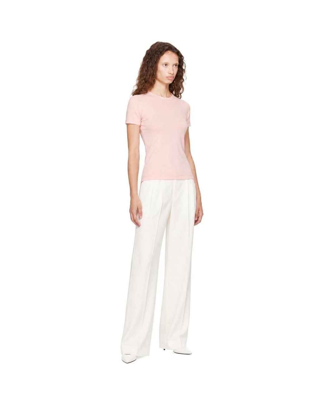 Victoria Beckham White Relaxed Curved Leg Trousers