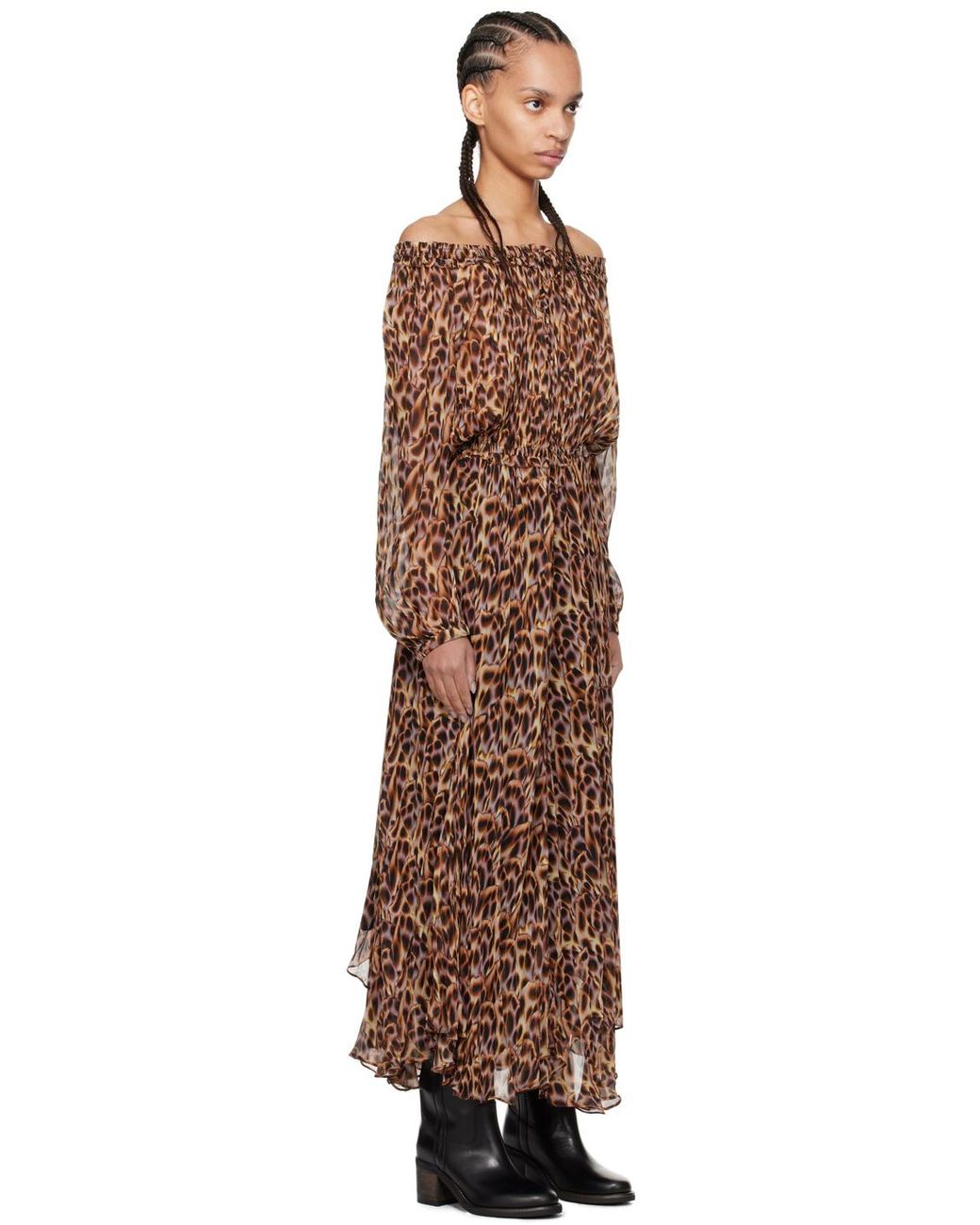 Isabel Marant Black Brown & Purple Volga Maxi Dress