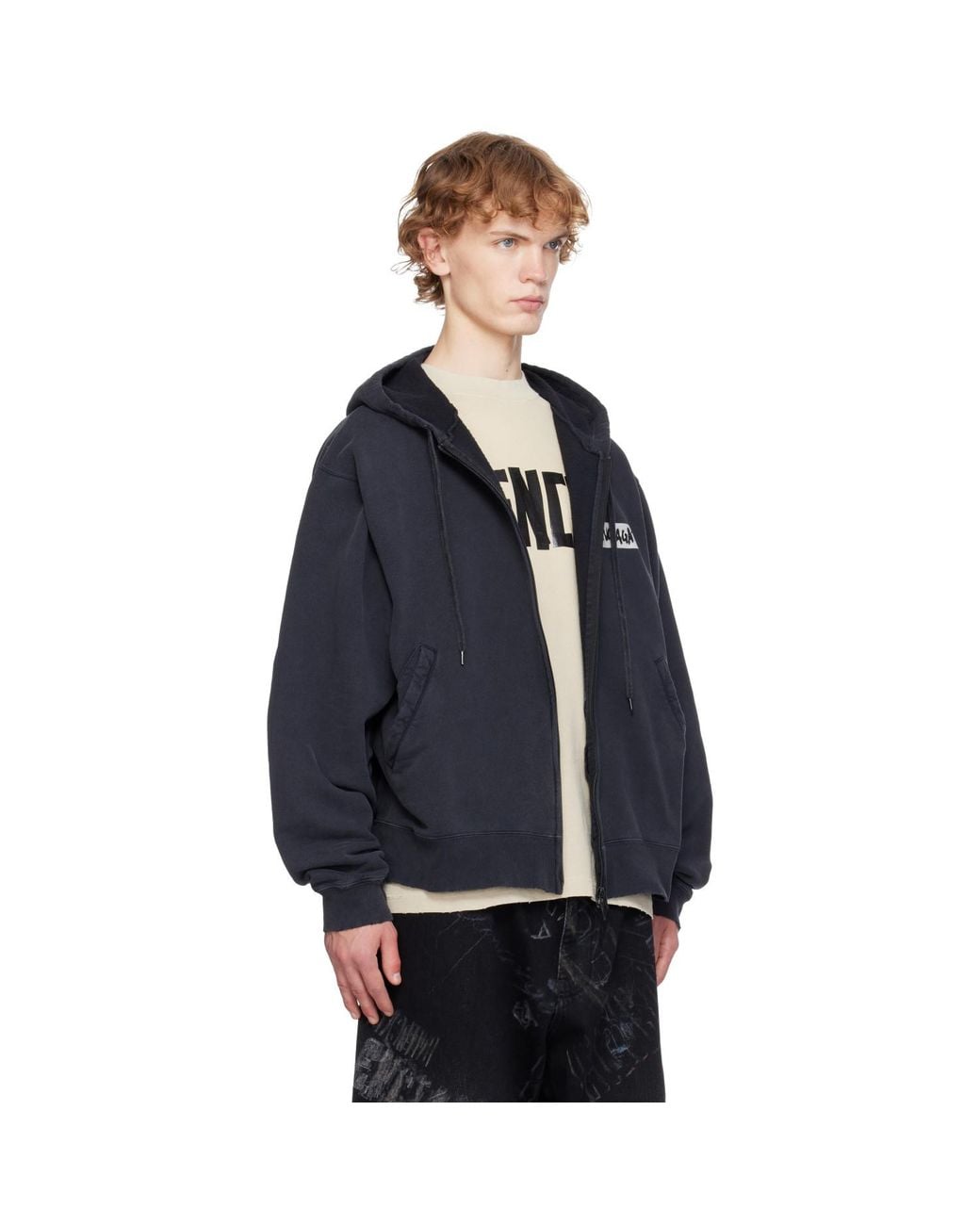 Balenciaga Blue Masking Tape Oversized Zip-Up Hoodie for men