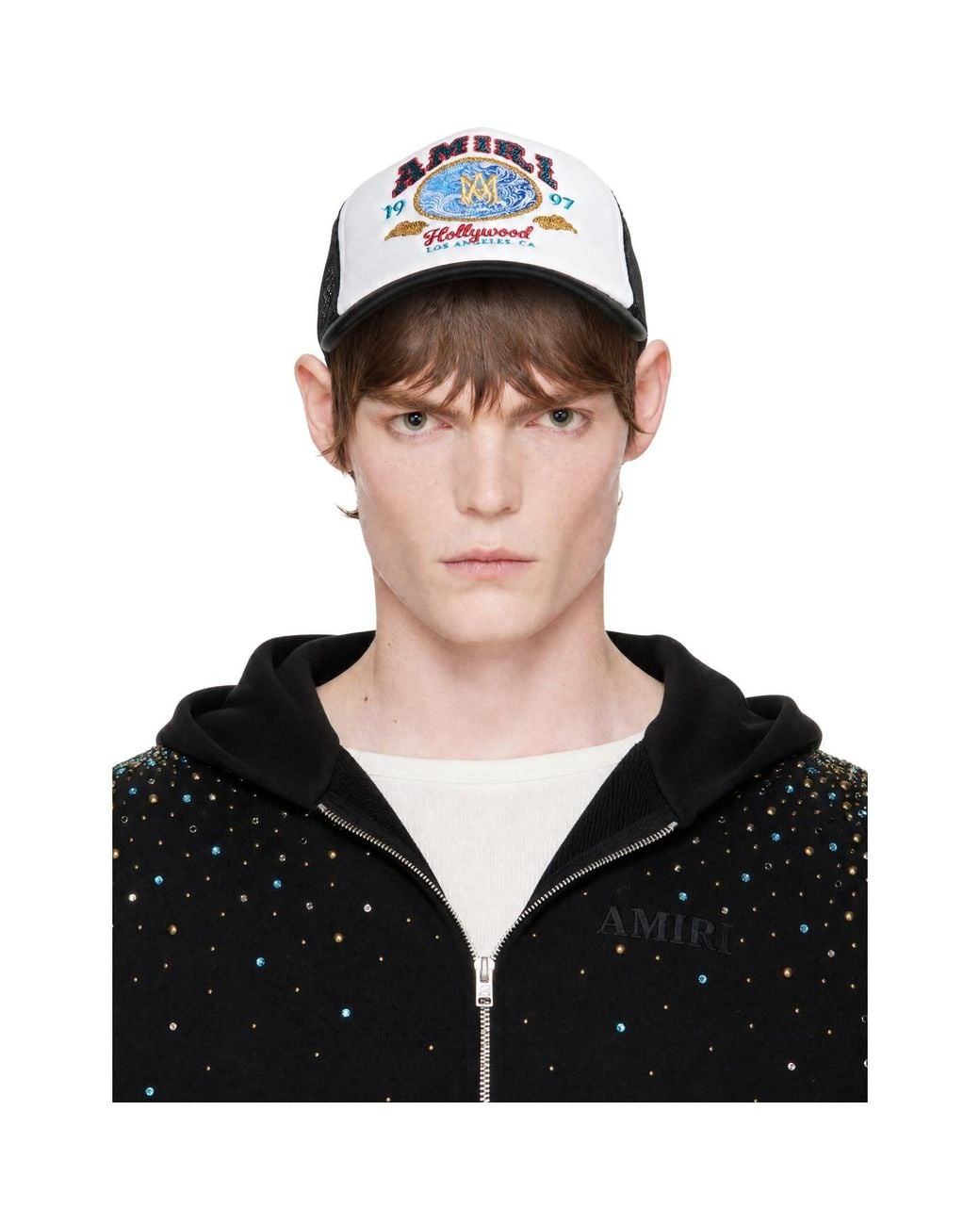 Amiri Black Wave Foam Trucker Cap for men