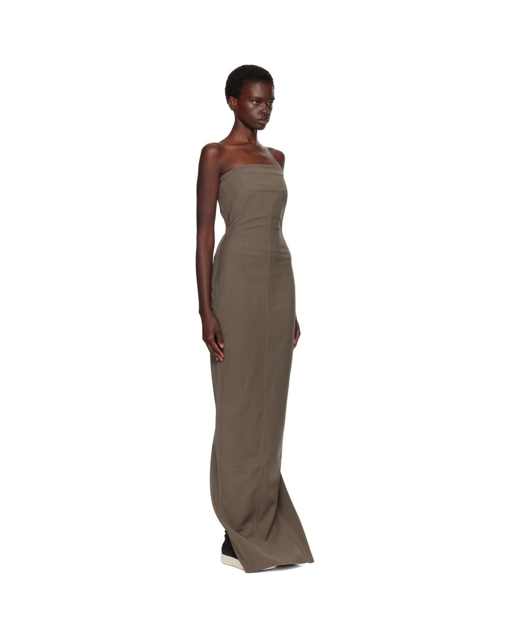 Rick Owens Brown Tower Bustier Maxi Dress
