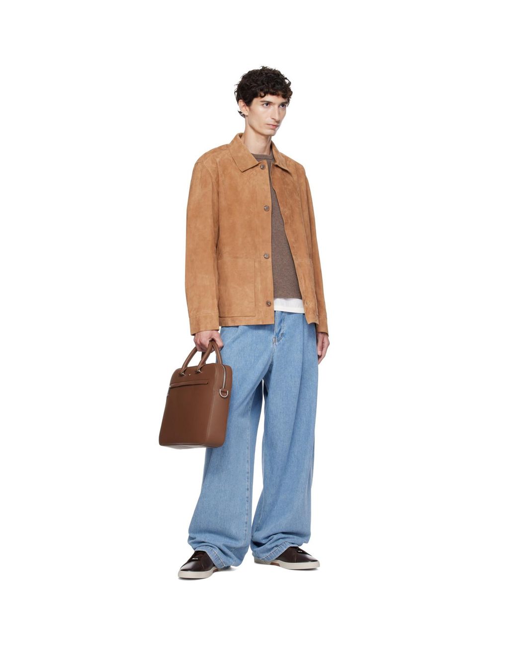 Boss Brown Gary Brushed Leather Sneakers for men