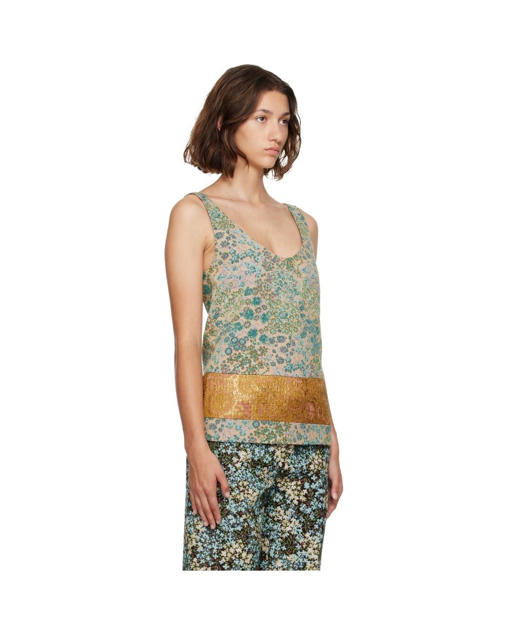 Dries Van Noten Green Floral Top