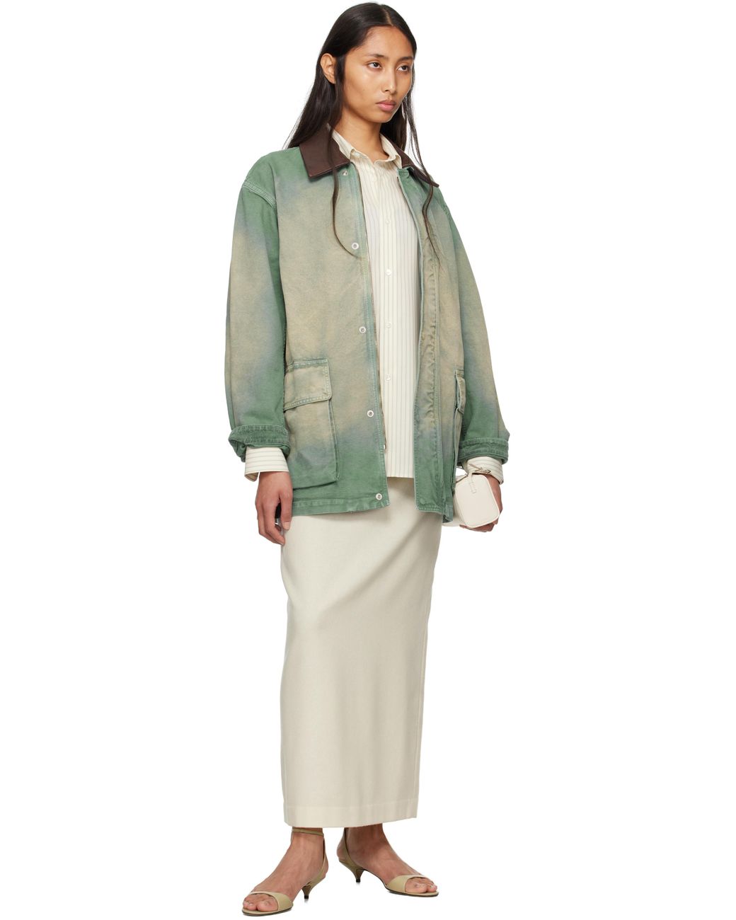 AURALEE Organic Cotton Duck Jacket in Green Lyst