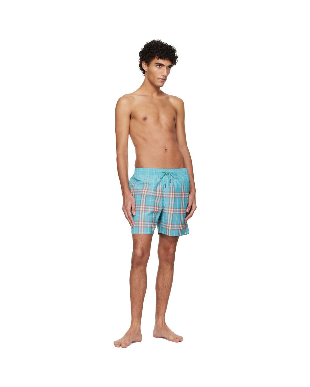 Burberry Blue Gradient Check Swim Shorts for men