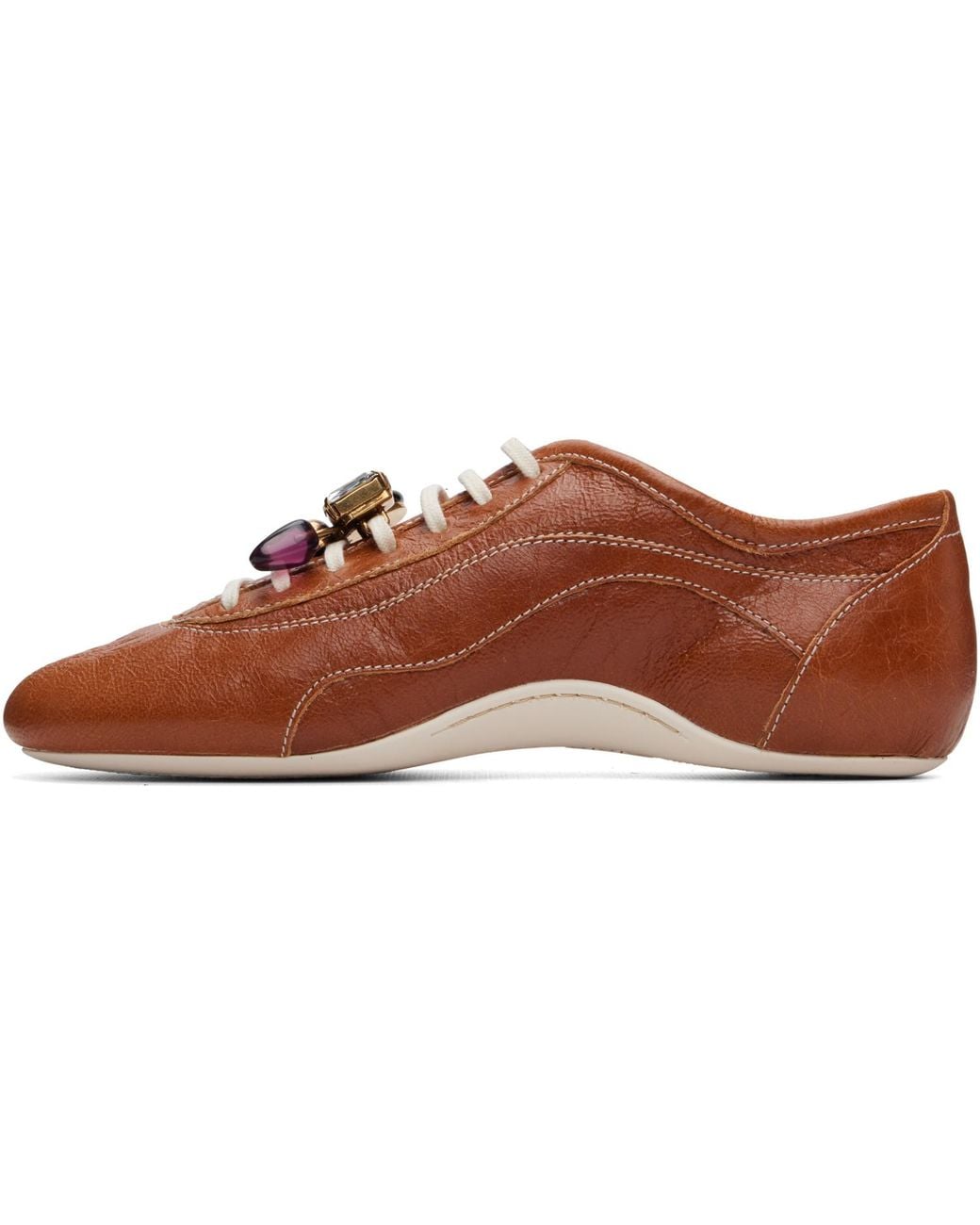 Dries Van Noten Brown Leather Ballerina Sneakers