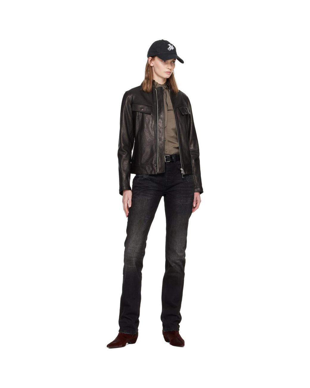 AARON ESH Black Grained Leather Jacket