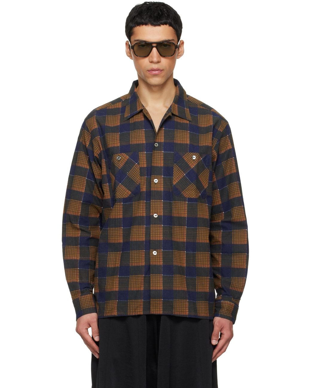 Needles Black One-Up Printed Flannel Shirt for men