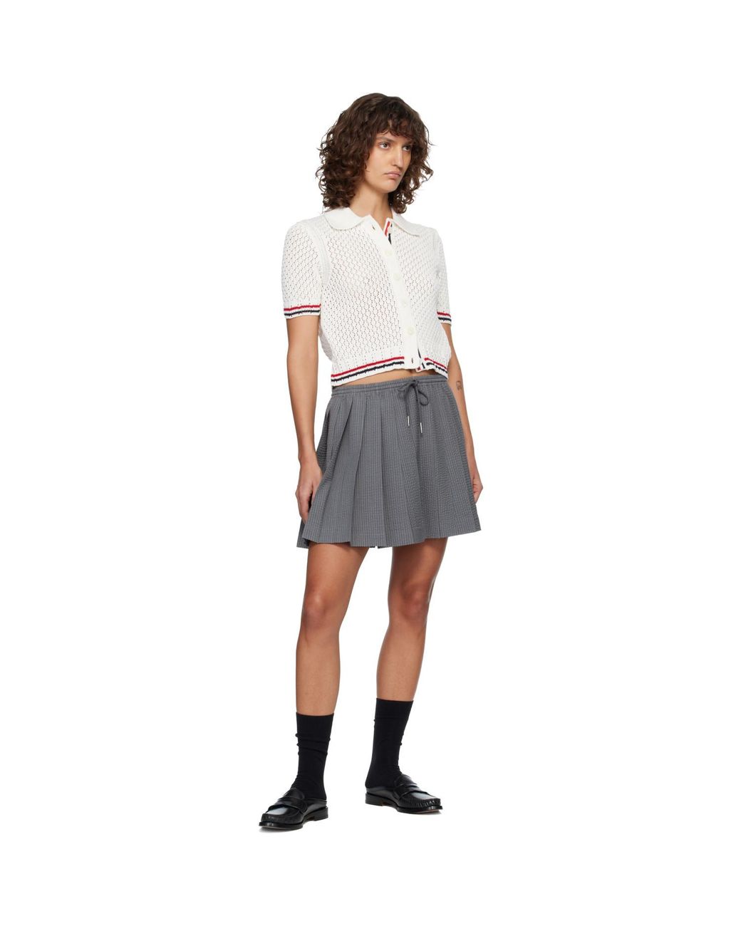 Thom Browne Black Hector Pointelle Short Sleeve Cardigan