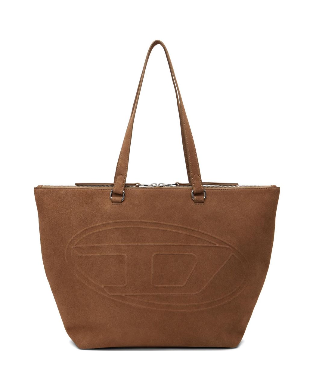 DIESEL Brown 1Dr Dome Oval D Logo Suede Tote