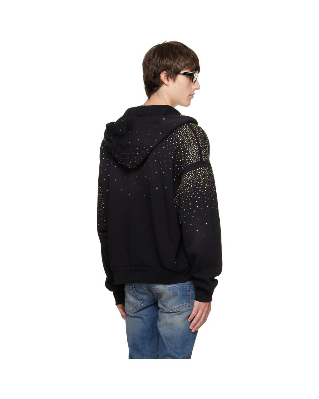 Amiri Black Crystals Os Zip Up Hoodie for men