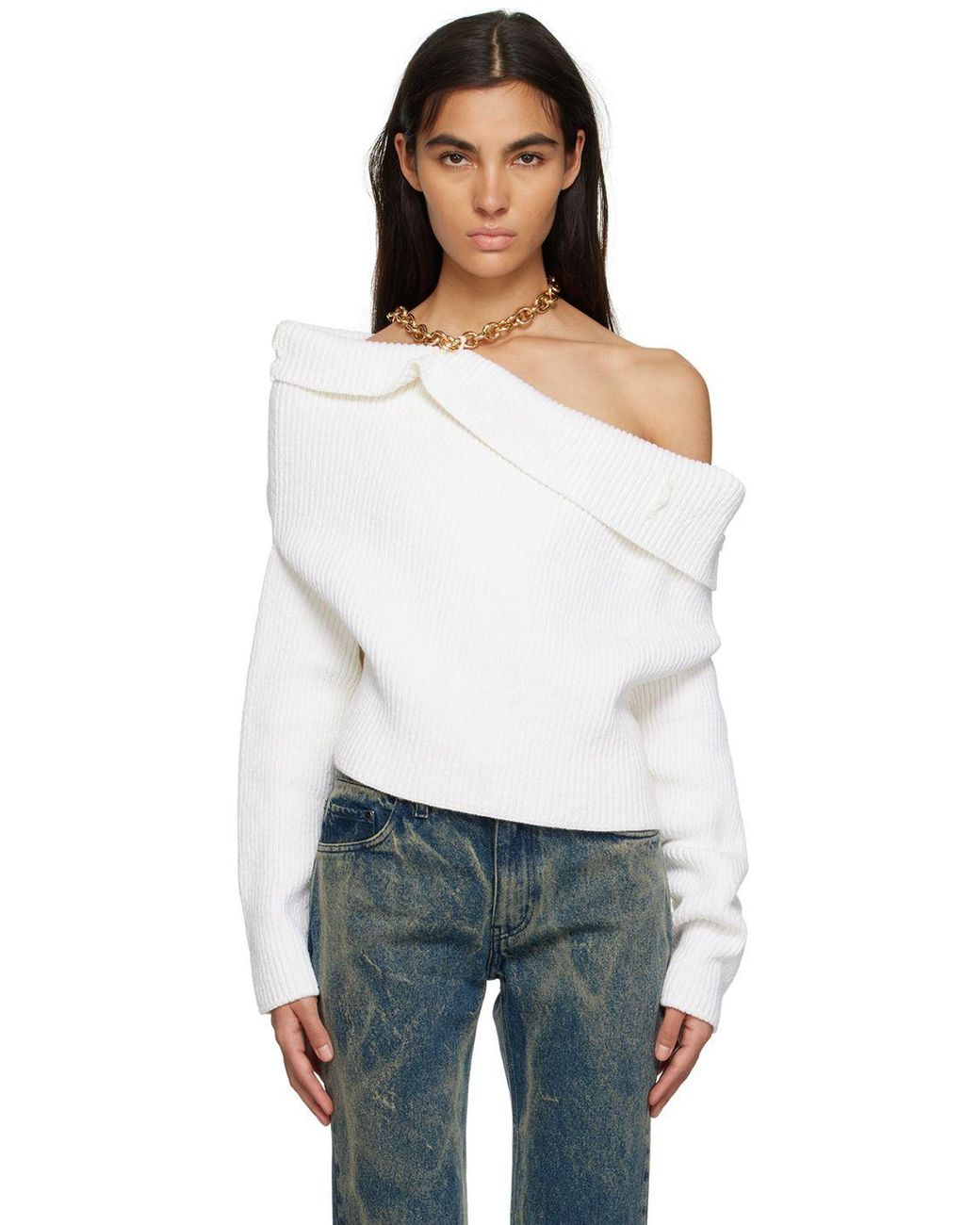 Y. Project Off-white Draped Chain Sweater | Lyst