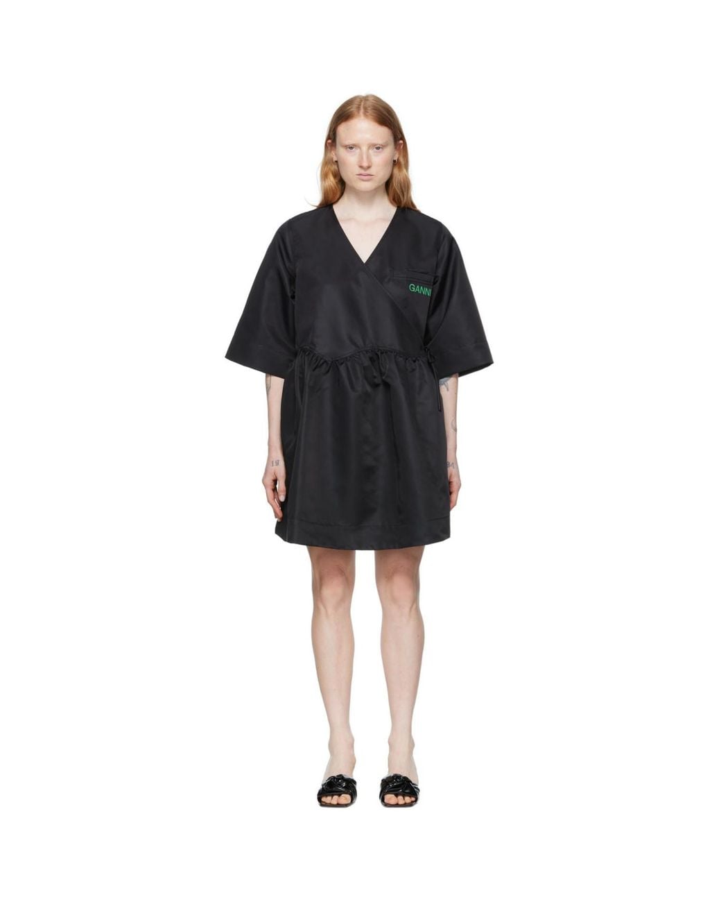 Ganni Black Ssense Exclusive Recycled Nylon Sport Dress
