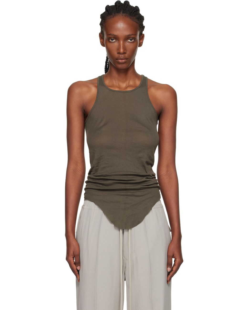RICK 25ss RICK OWENS Basic リブタンクトップ Milk OWENSグレー 25ss