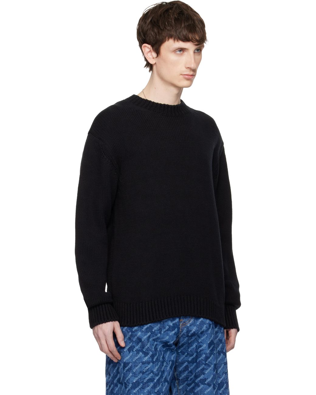 vowels Knit Crewneck in Black for Men | Lyst