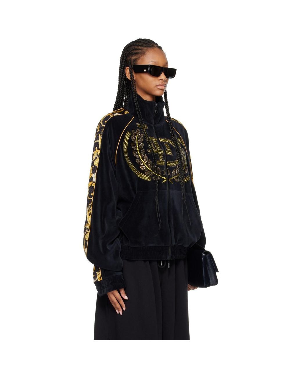 Lu'u Dan Black Supa Sleaze Velvet Track Jacket