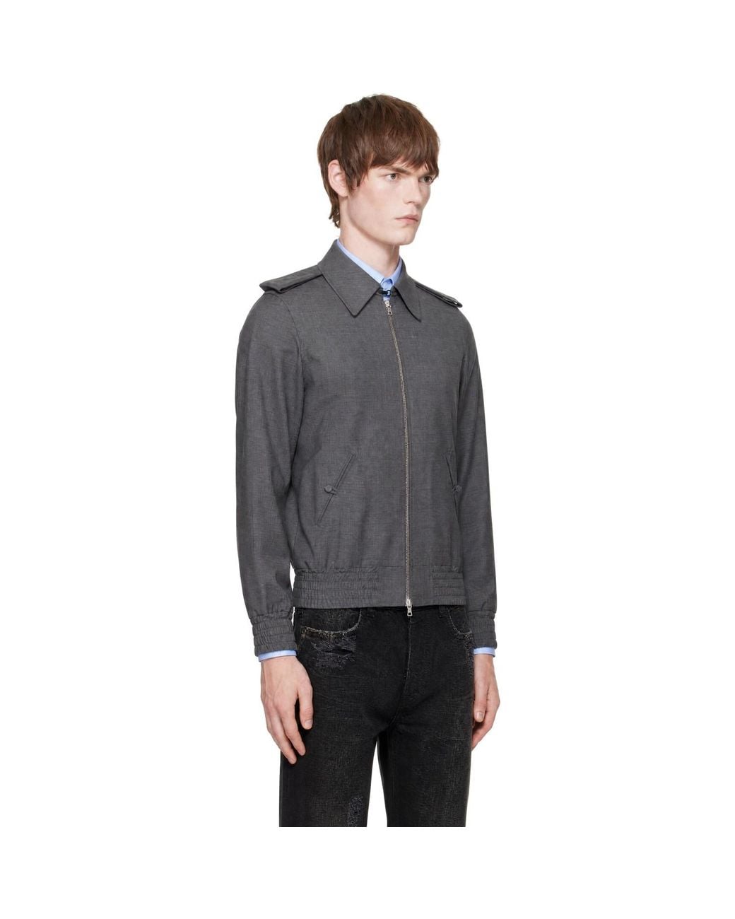 AARON ESH Gray Wool Bomber Jacket for men