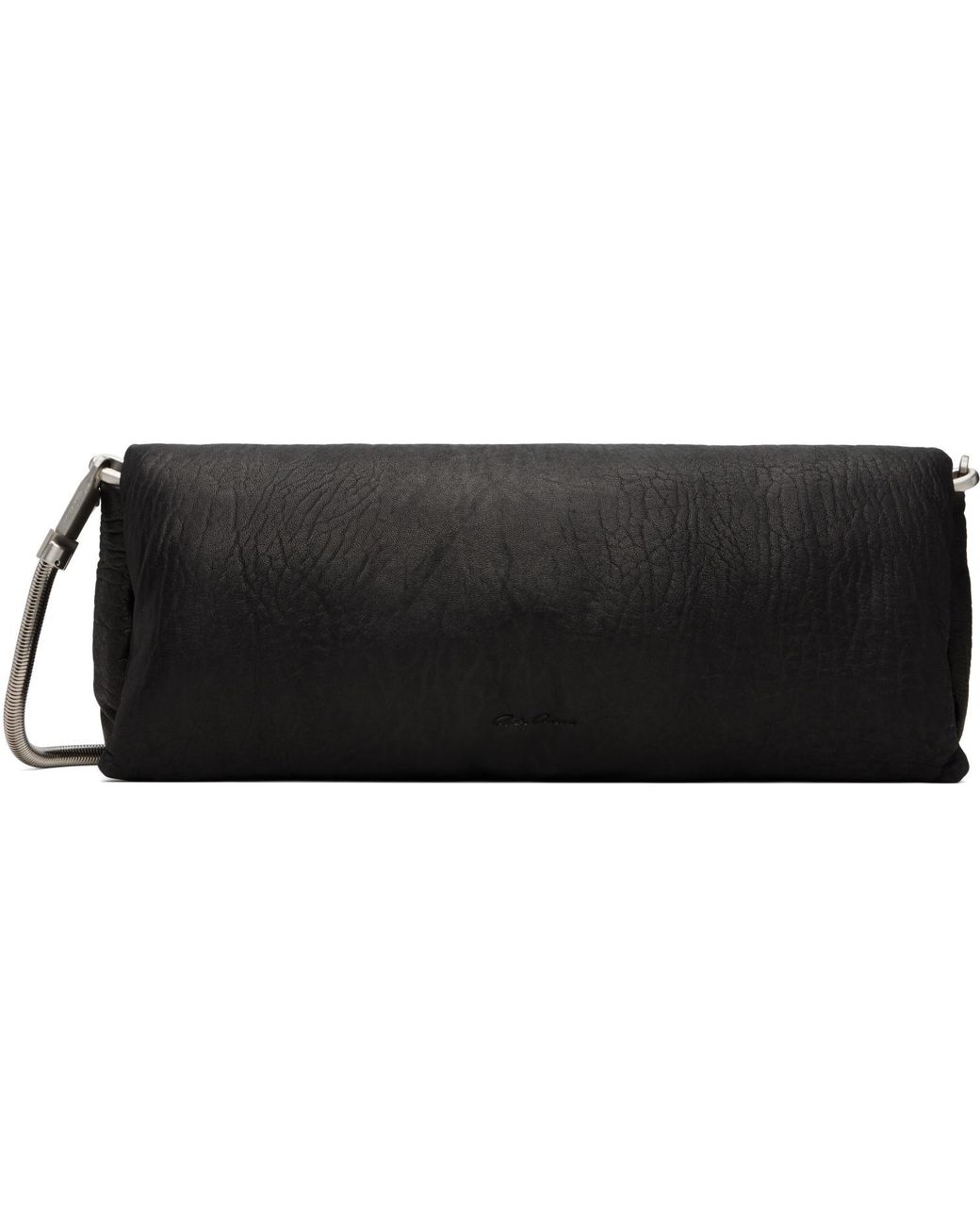 Rick Owens Black Tower Tumbled Lamb Clutch