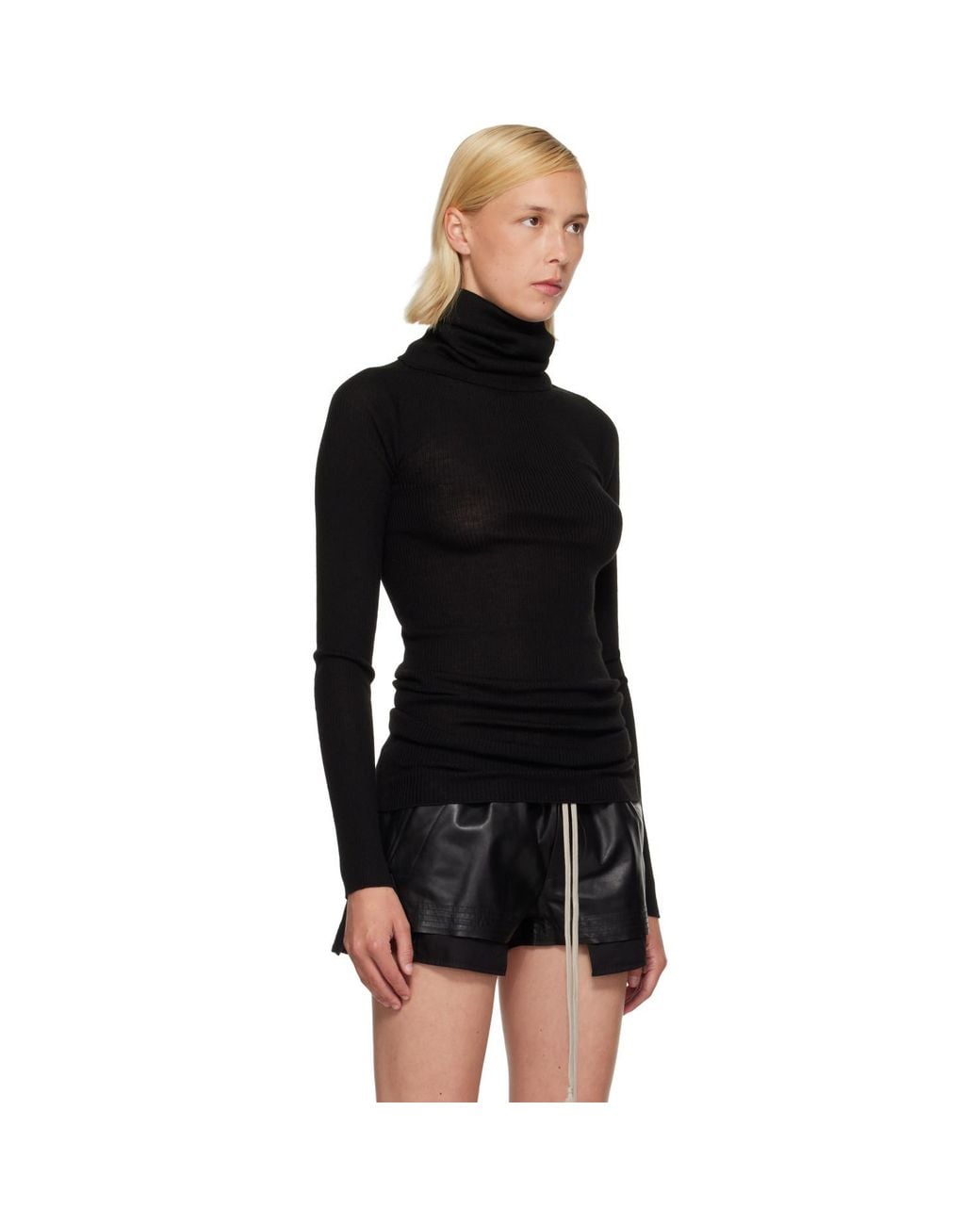 Rick Owens Black Tower Ls Tube Turtleneck