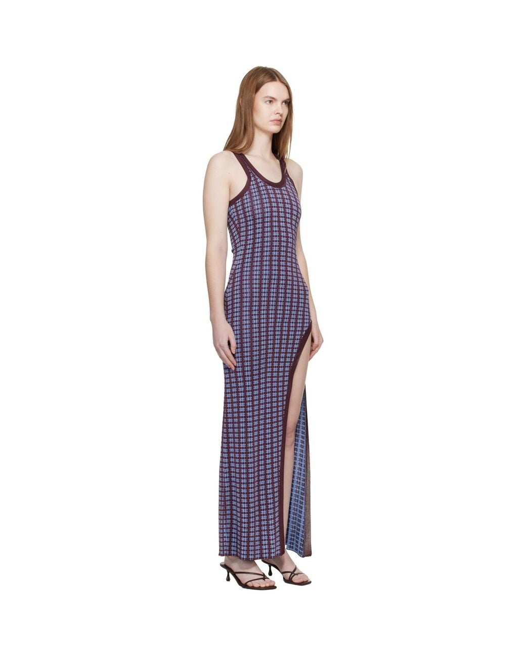 Rabanne Black Burgundy Knit Midi Dress