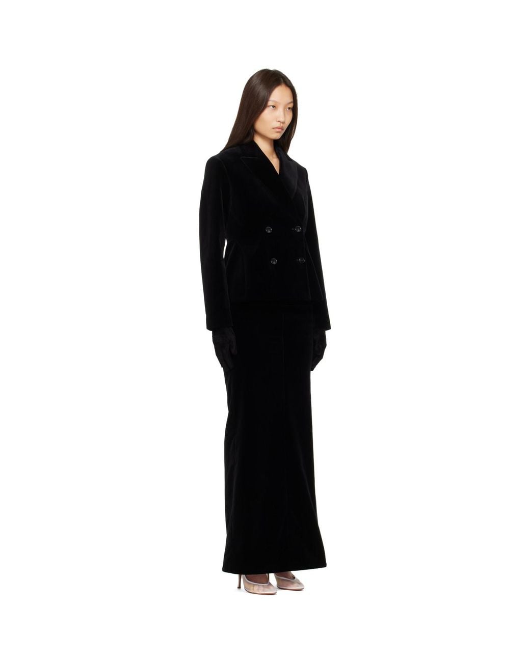 Alaïa Black Crepe Wool Tailored Coat