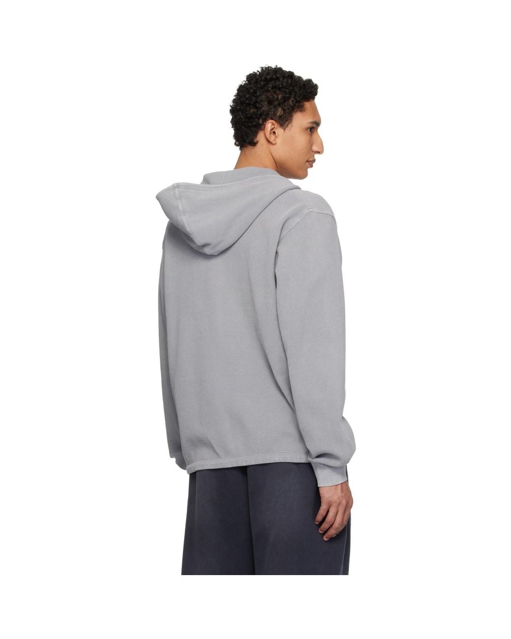 Wooyoungmi Gray Dyed Open Hoodie for men