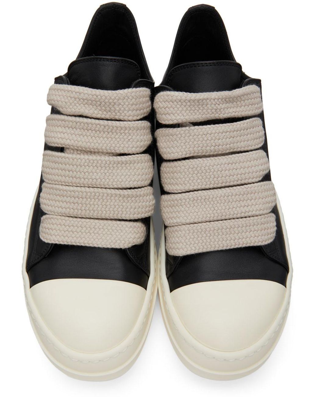 Rick Owens Jumbo Lace Low Sneakers in Black for Men | Lyst