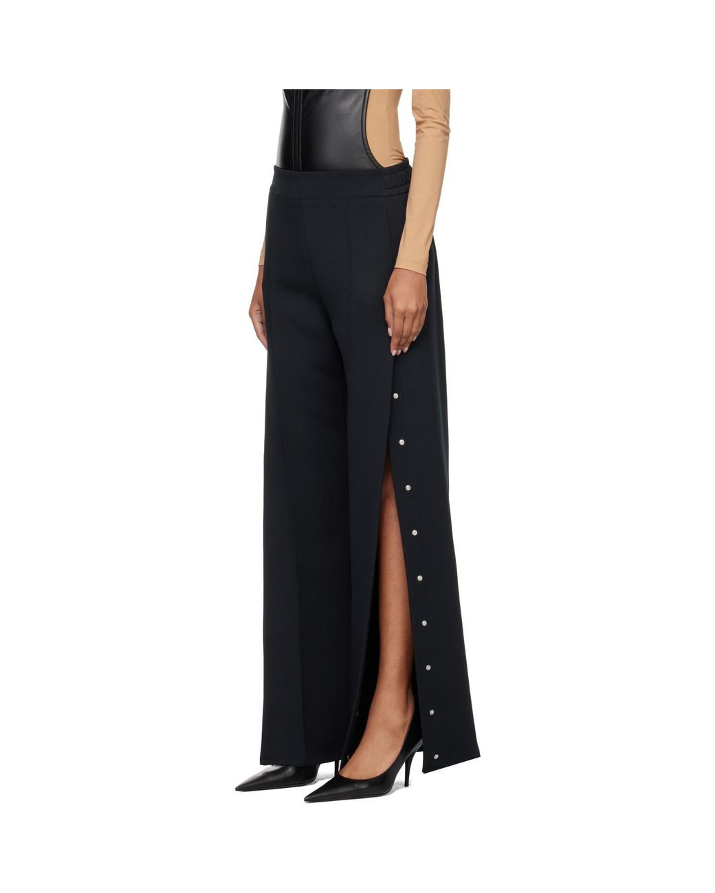 Courreges Black Snap Twill Flare Trousers
