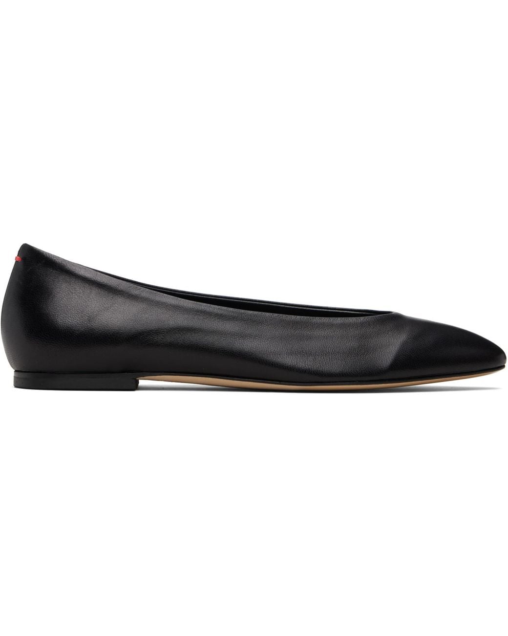 Aeyde Black Ellie Almond-Toe Flats