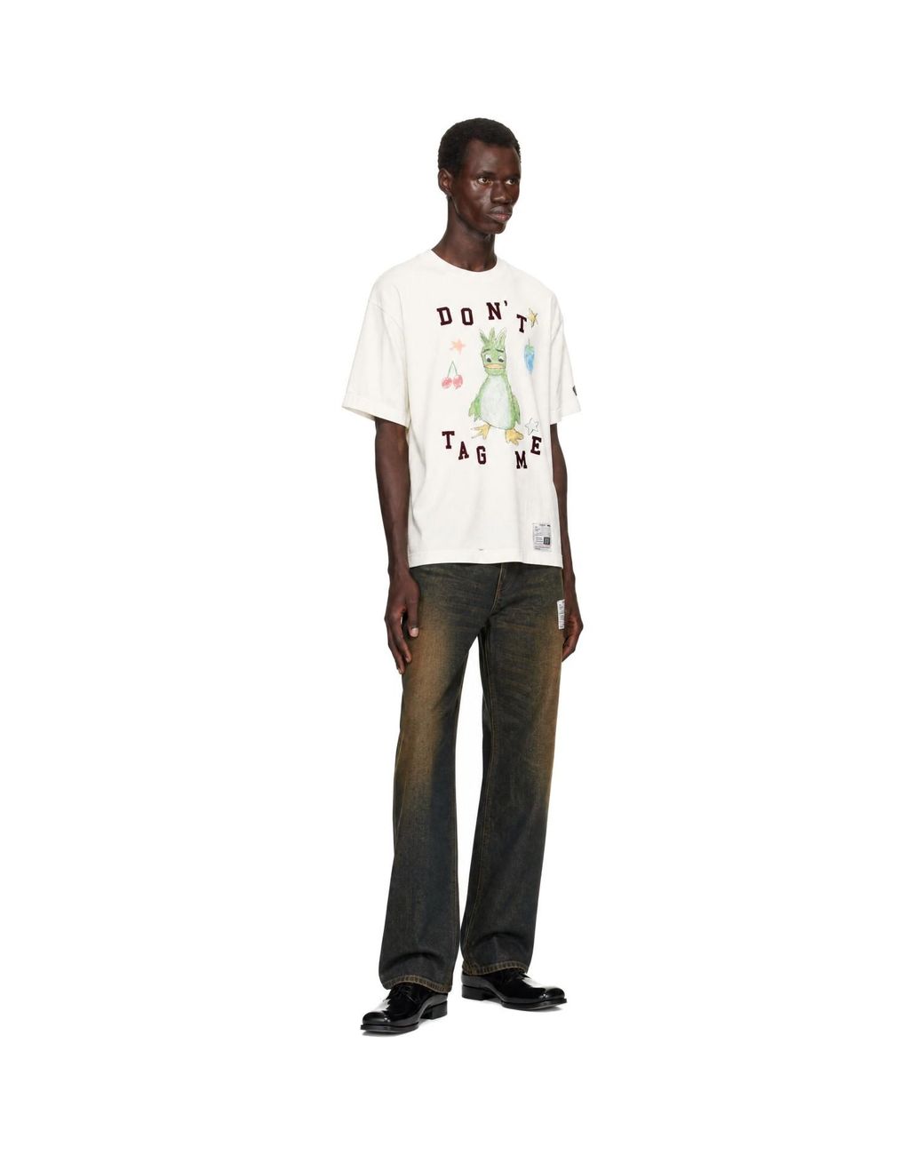 Maison Mihara Yasuhiro White Leon Doodle Printed T-Shirt for men
