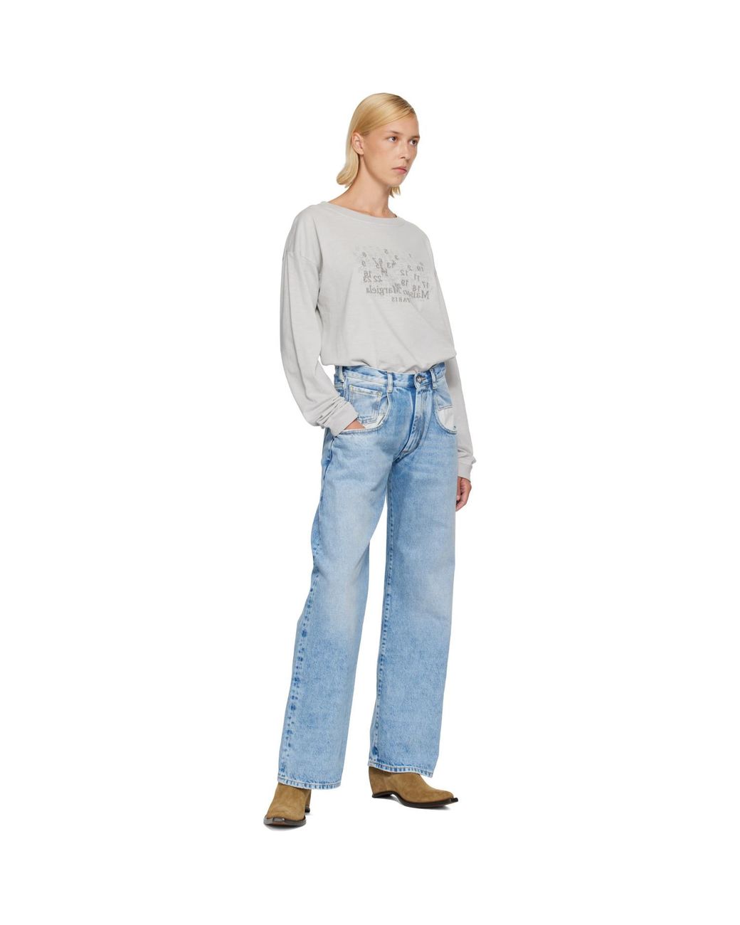 Maison Margiela Blue Contrasted Pockets Straight Jeans