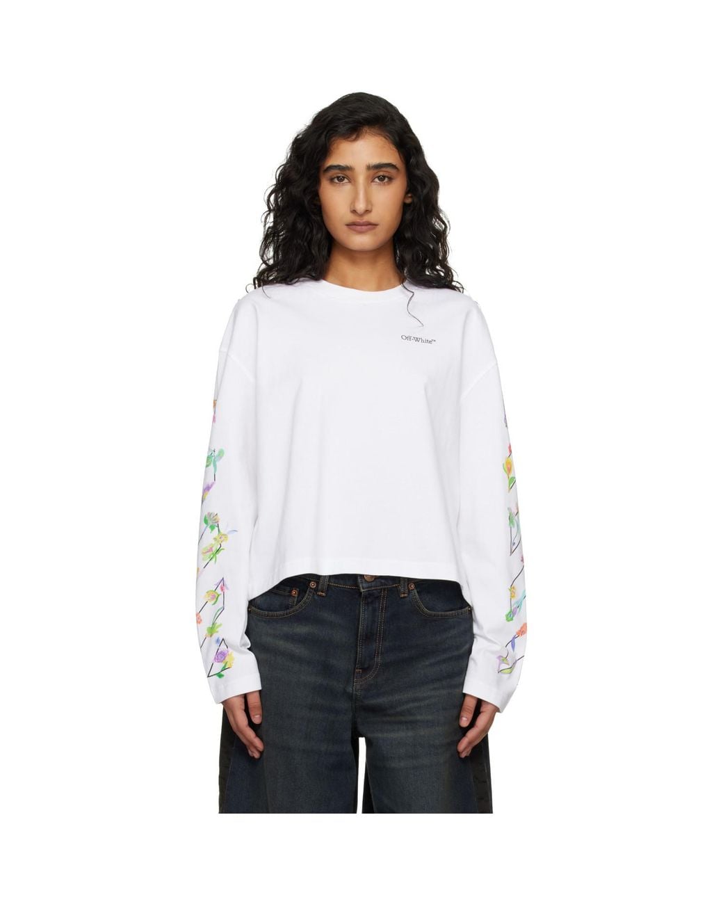Off-White c/o Virgil Abloh White Diagonal Glowing Flower T-Shirt