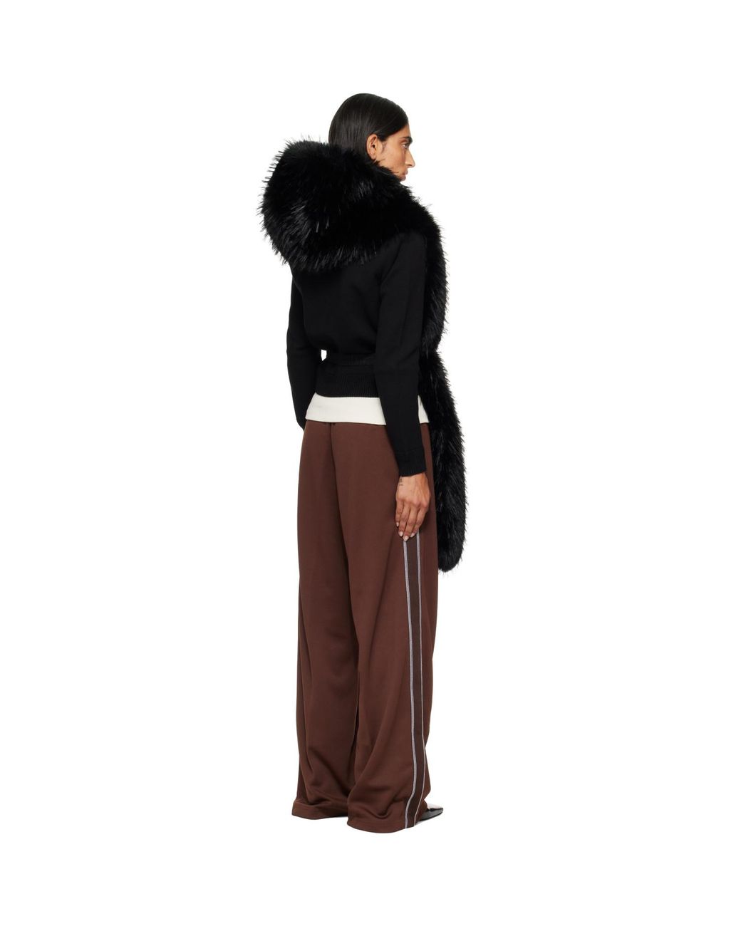 Moncler Black Long Hair Fabric Scarf