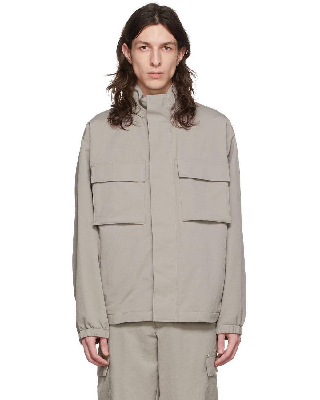 Theory Synthetic Taupe Piqué Jacket for Men | Lyst